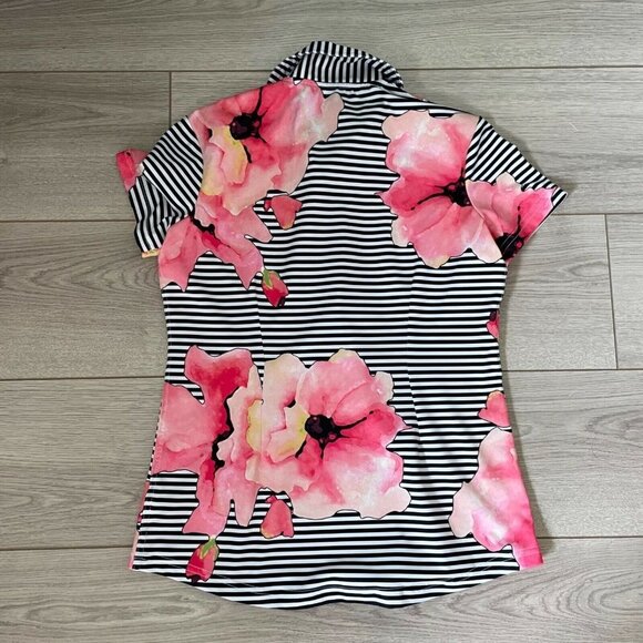 JOFIT $86 Black & White Floral 1/4 Zip Activewear Athletic Stretch Top Size XS - Picture 5 of 6